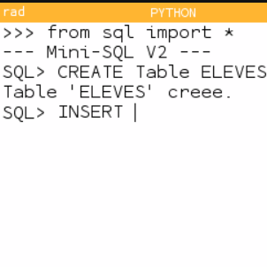 Interface de l'éditeur et interpréteur SQL sur NumWorks